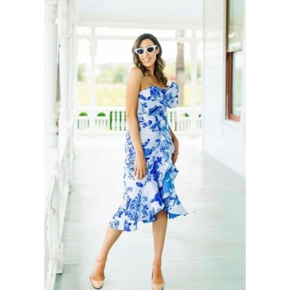 Mestiza New York $495 Stephanie Floral Bow Midi-Dress Size 2 - Picture 5 of 9